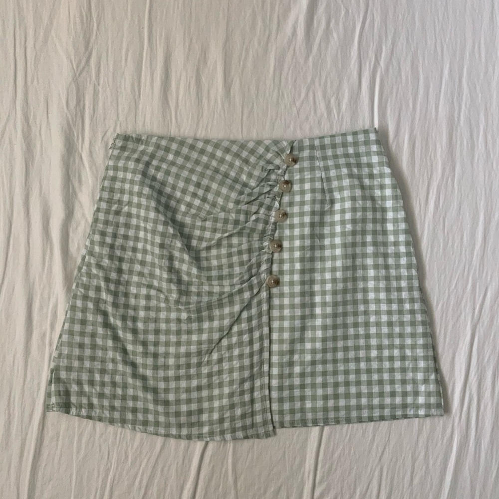 Green gingham mininskirt